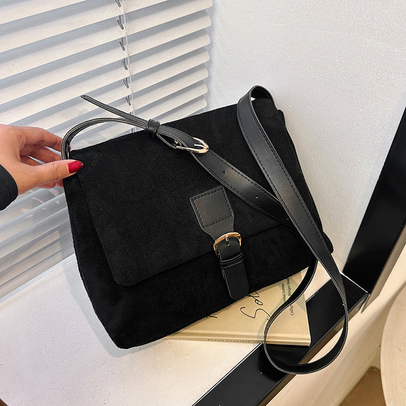Bolso de hombro retro esmerilado para mujer, pequeño bolso cuadrado de cuero