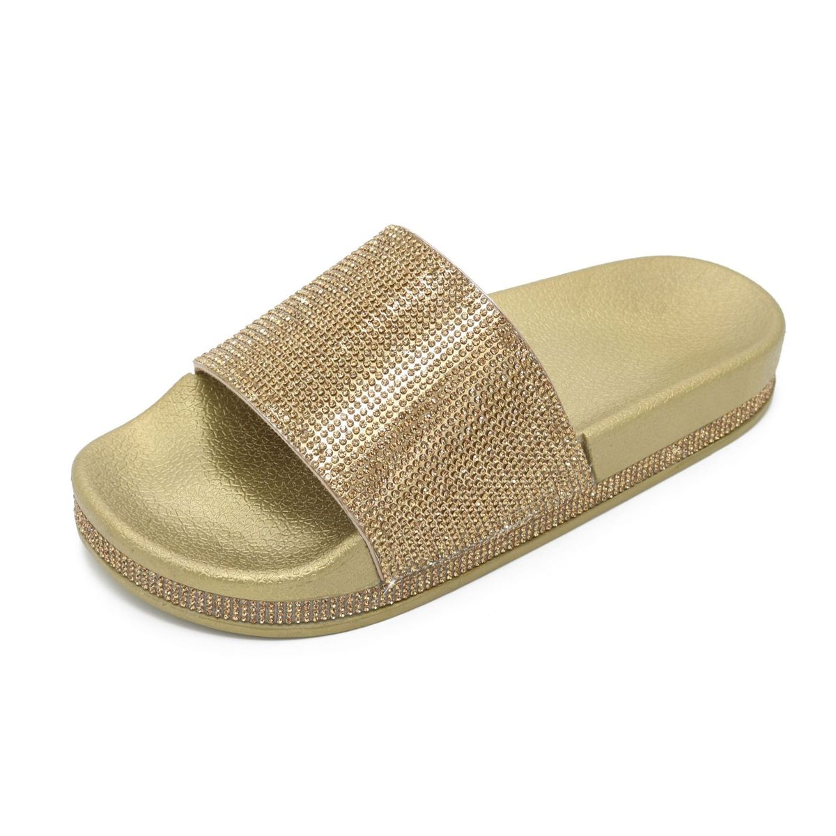 Pantuflas de plataforma con diamantes de imitación de moda para mujer