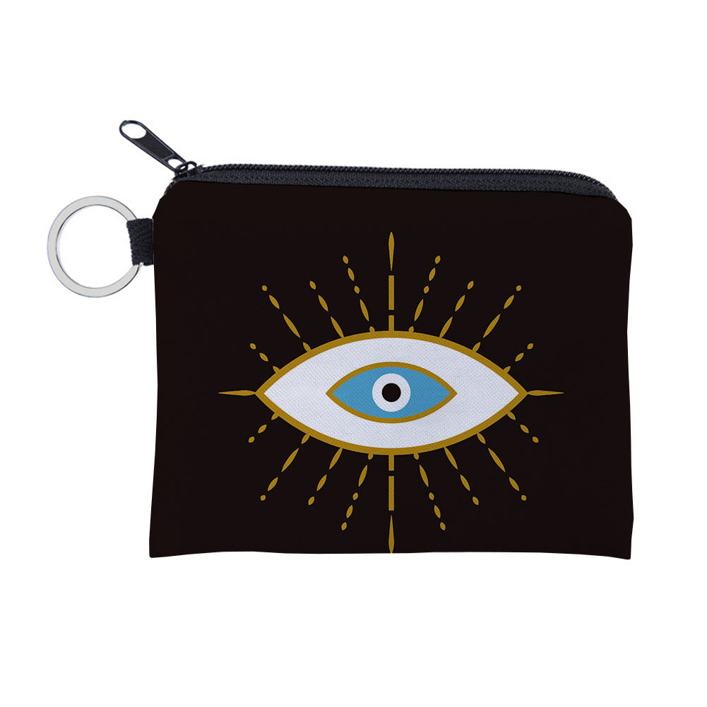 Women Fashion Evil Eye Print Mini Wallet
