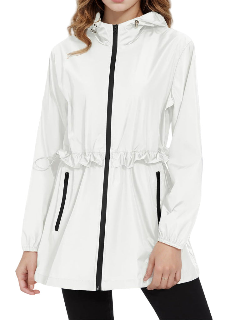 Sudadera impermeable informal de manga larga en color liso para mujer