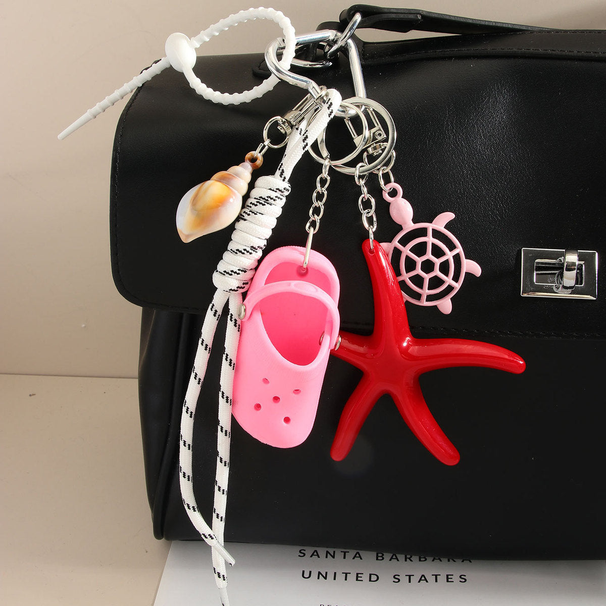 Creative Mini Slippers Starfish Keychain
