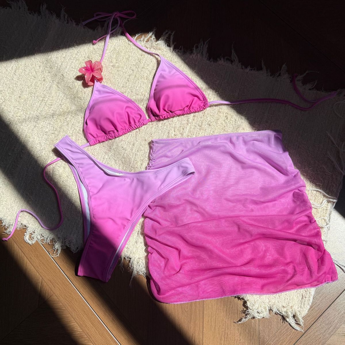 Women Sexy Gradient Bikini Three-Piece Set