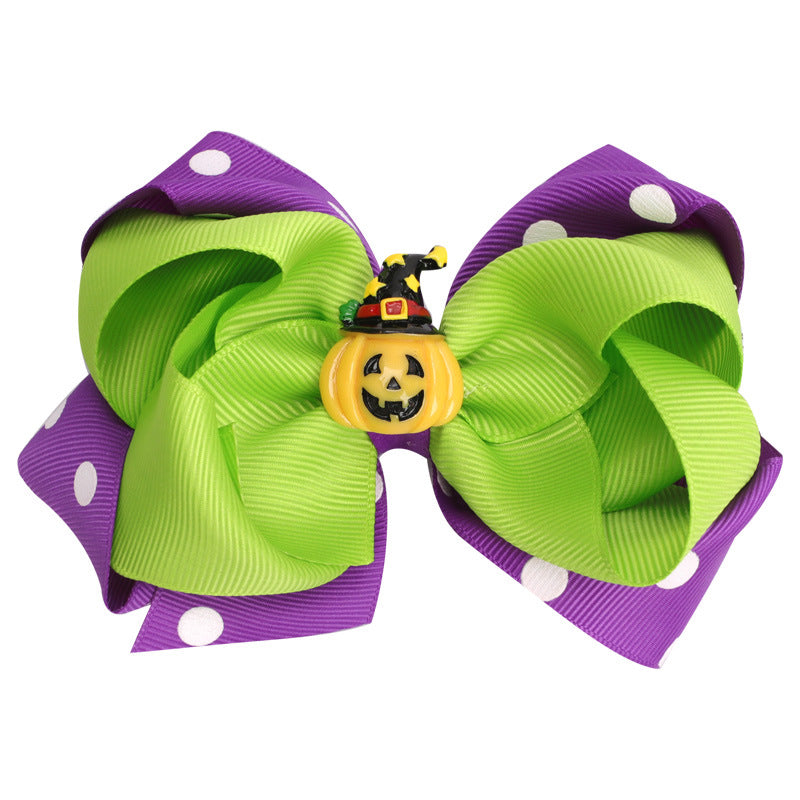 Pince à cheveux citrouille avec nœud pour enfants, accessoires pour cheveux d'Halloween