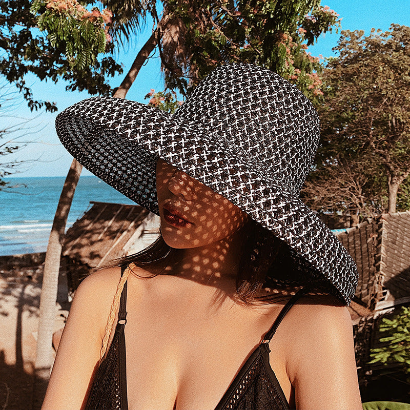 Vintage Vacation Seaside Beach Summer Big Brim Sunhat