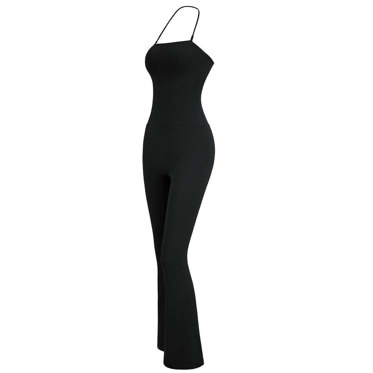 Women Yoga Solid Color Neck Sports Jumpsuits
