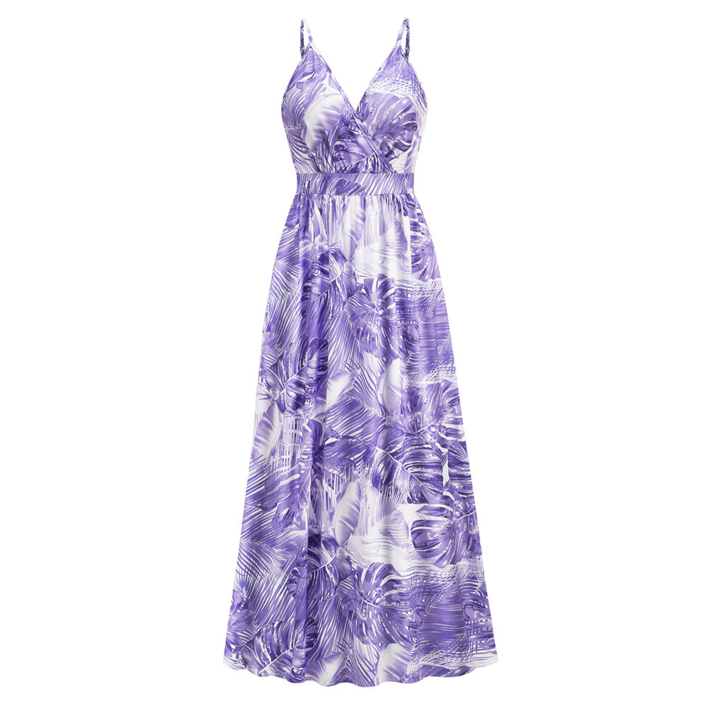 Summer Women Fashion Bohemian Style Sexy V Neck Floral Dress