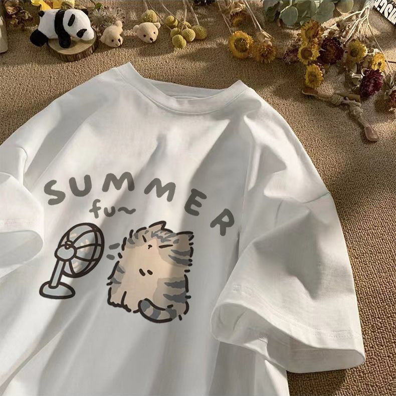 T-shirt décontracté à manches courtes pour femme, imprimé dessin animé