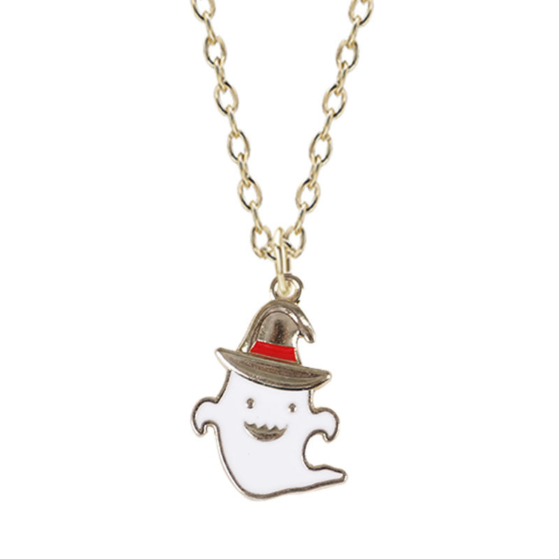 Collar con colgante de fantasma y sombrero de Halloween para mujer