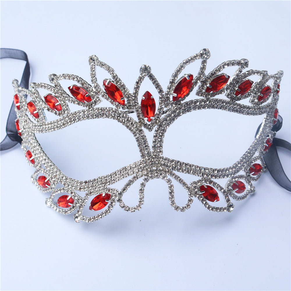 Máscara de fiesta de mascarada brillante con diamantes de imitación de moda para mujer