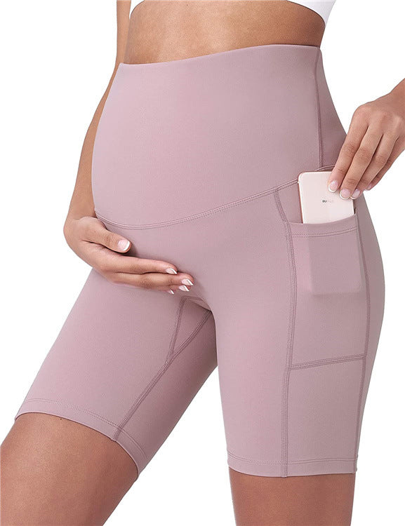 Short de yoga décontracté de couleur unie pour femmes enceintes