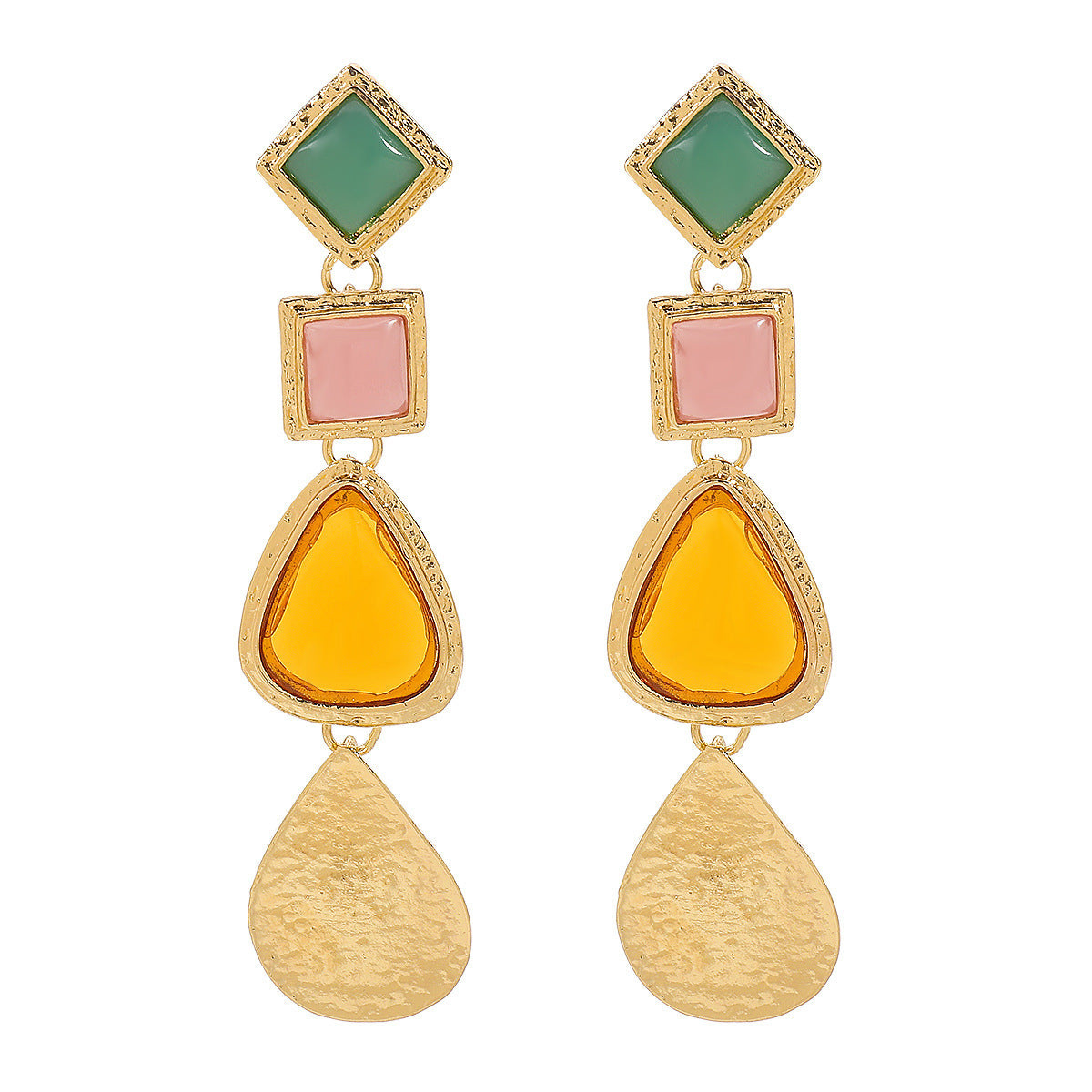 Women Fashion Irregular Geometric Earrings - Stylish Alloy Resin Statement Jewelry