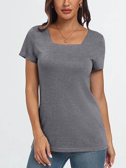 Camiseta informal de verano para mujer, con cuello cuadrado, color liso y sin mangas