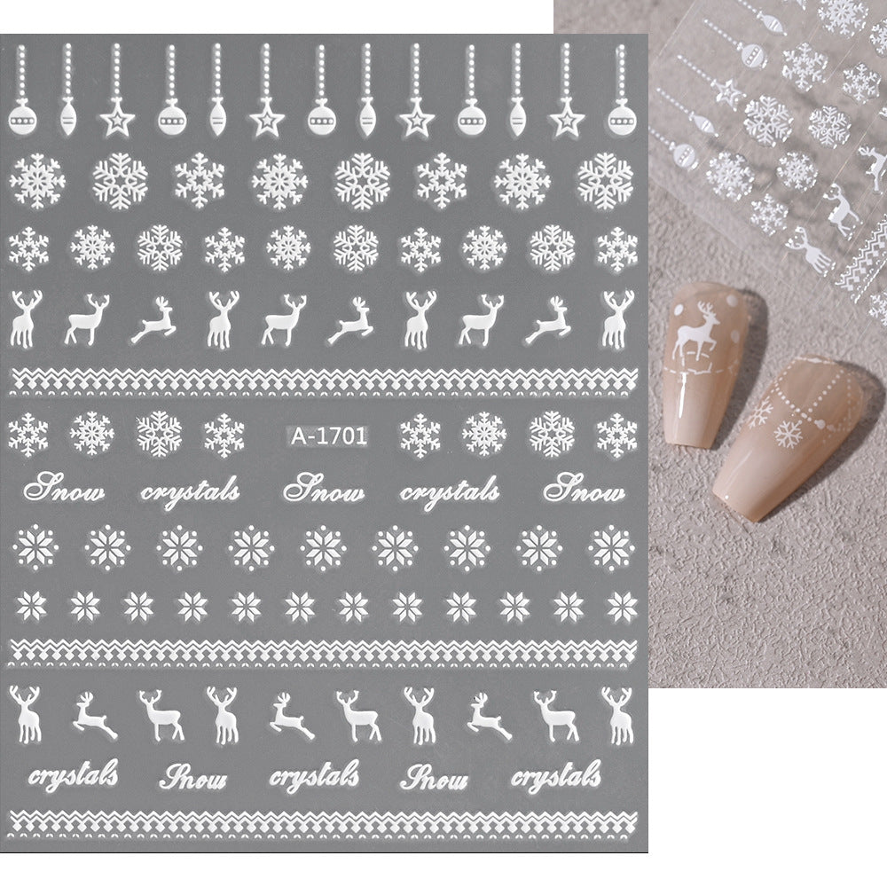 Pegatinas navideñas de copos de nieve para uñas