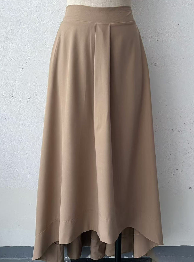 Falda elegante de color liso simple a la moda para mujer hecha de poliéster