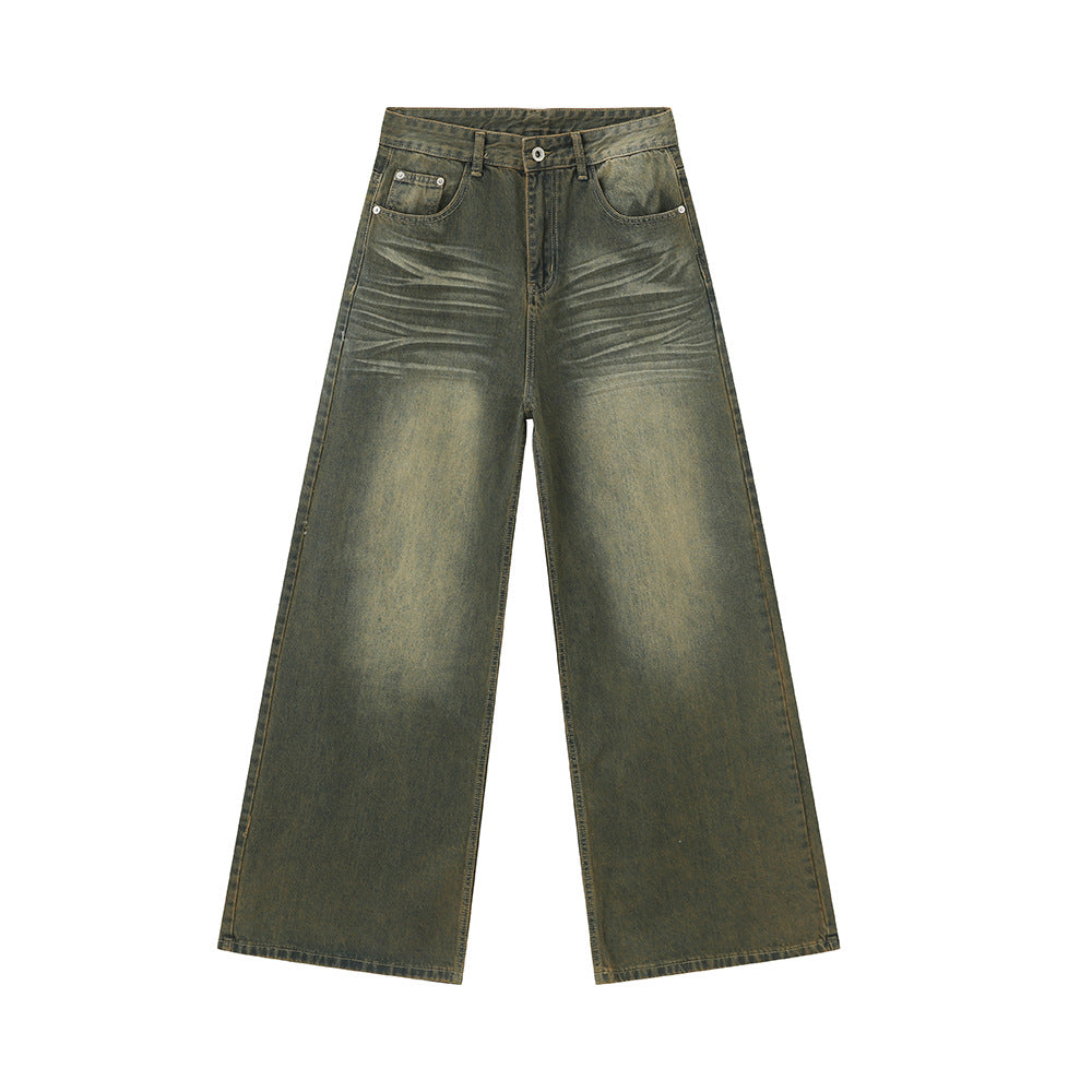 Vaqueros retro de pierna recta y pierna ancha para hombre