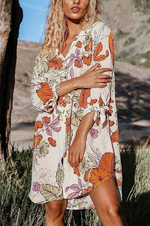Women Fashion Casual Floral Printed Cover-Ups