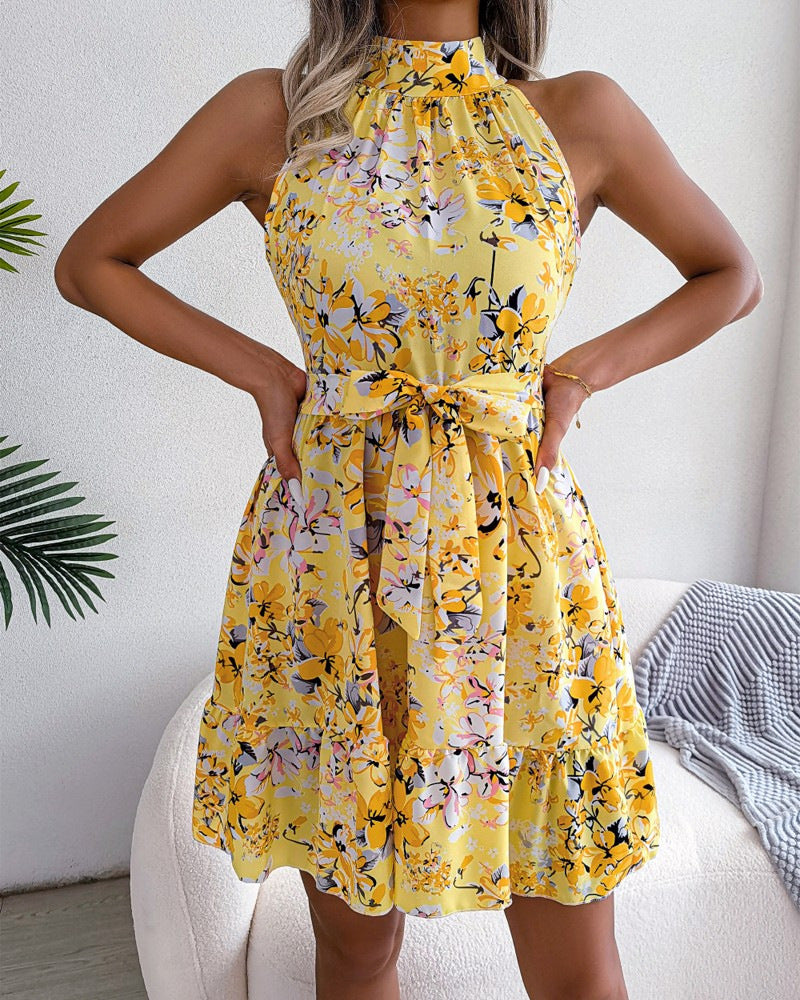 Vacation Women Fashion Flower Print Dress