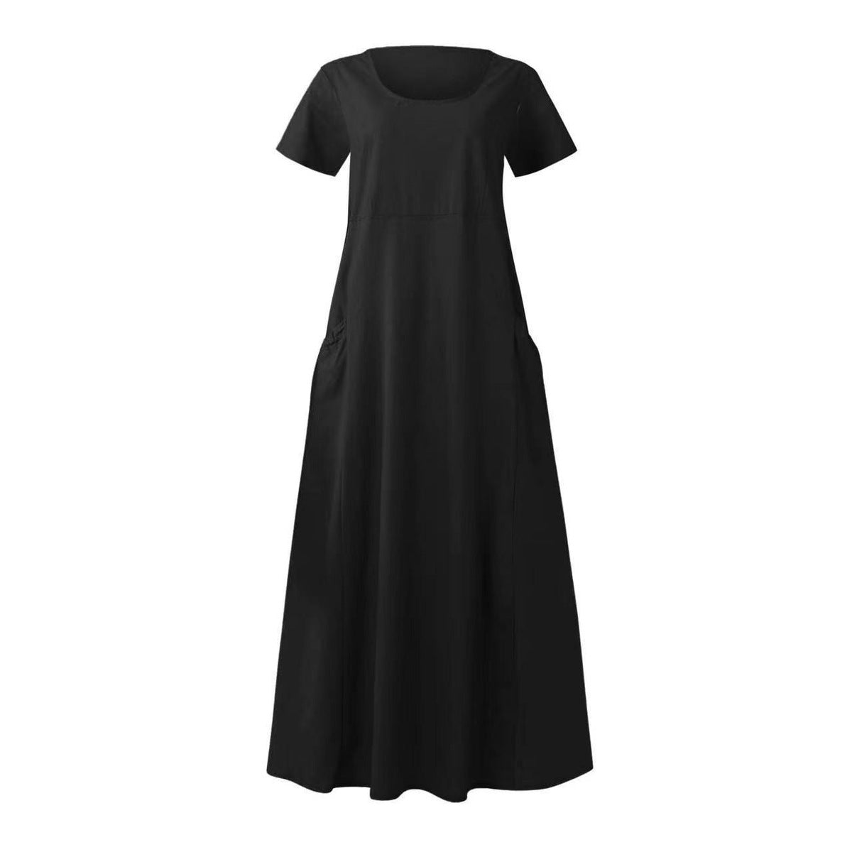 Vestido casual de lino y algodón de color liso para mujer