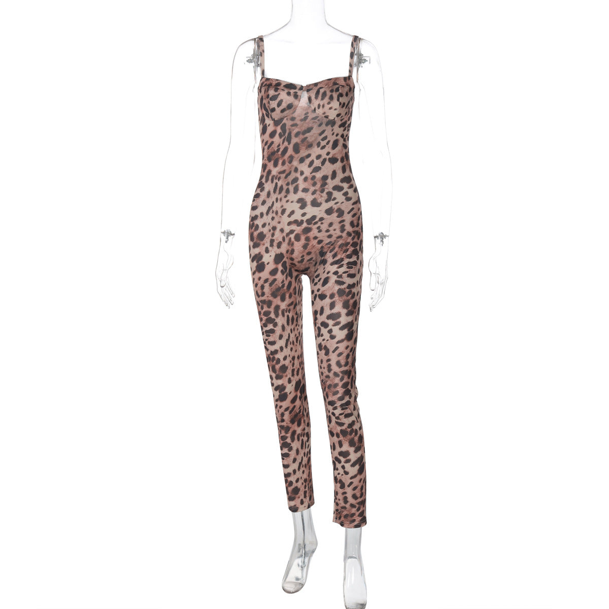 Women Fashion Sexy Leopard Printed Sleeveless Jumpsuit
