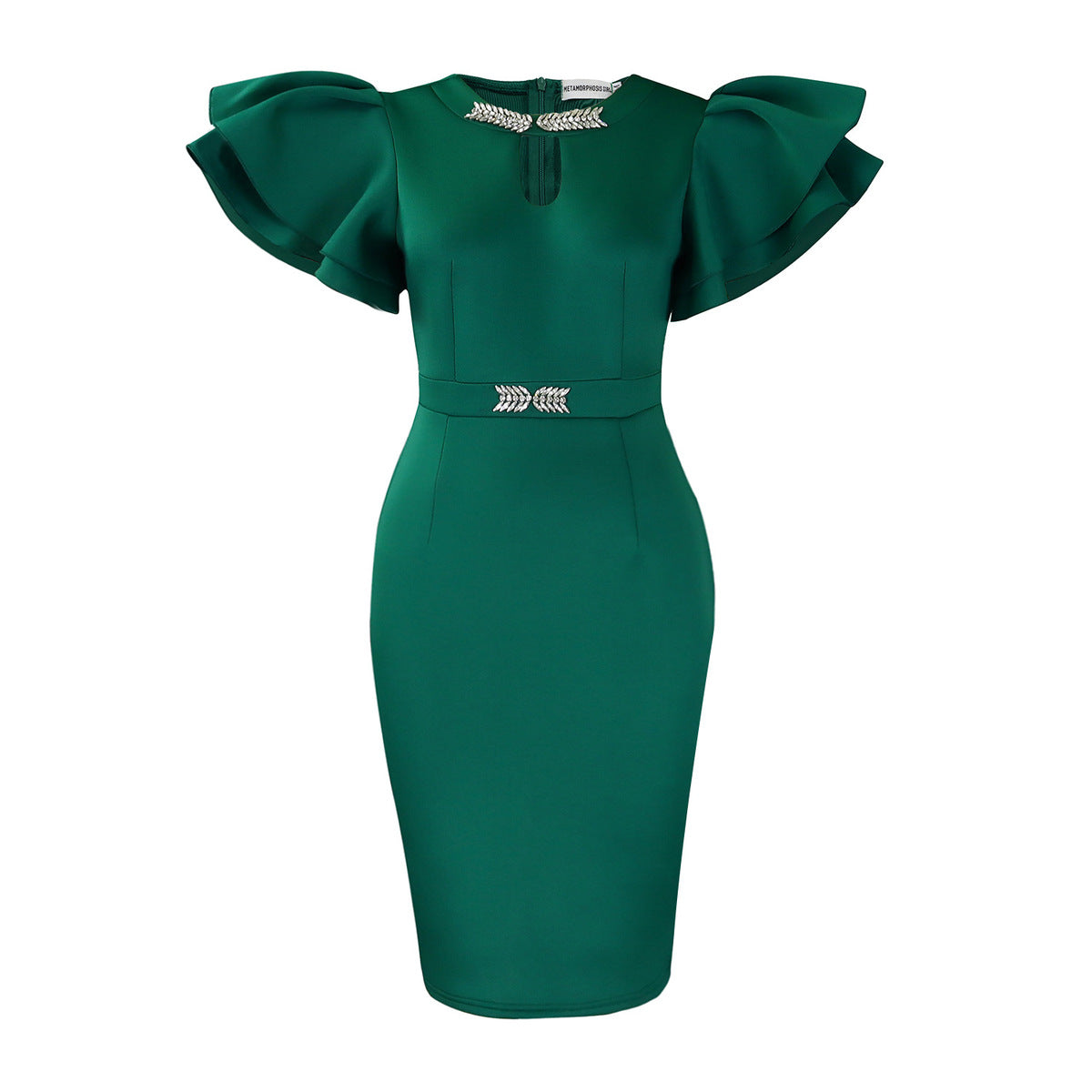 Women Fashion Elegant Plus Size Solid Color Dress