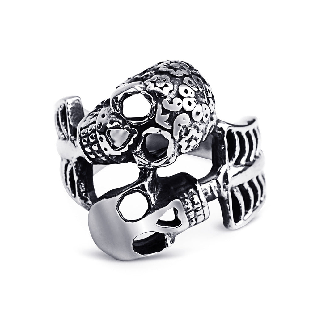 Halloween Women Gothic Vintage Antique Skull Ring