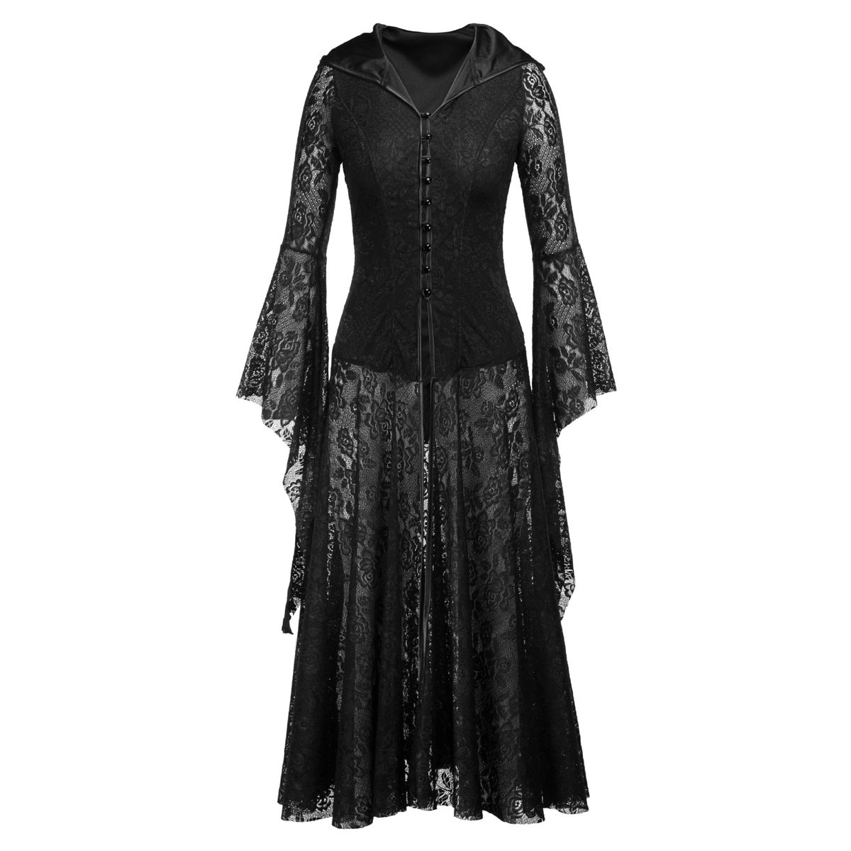 Robe à capuche à lacets style gothique rétro pour femme