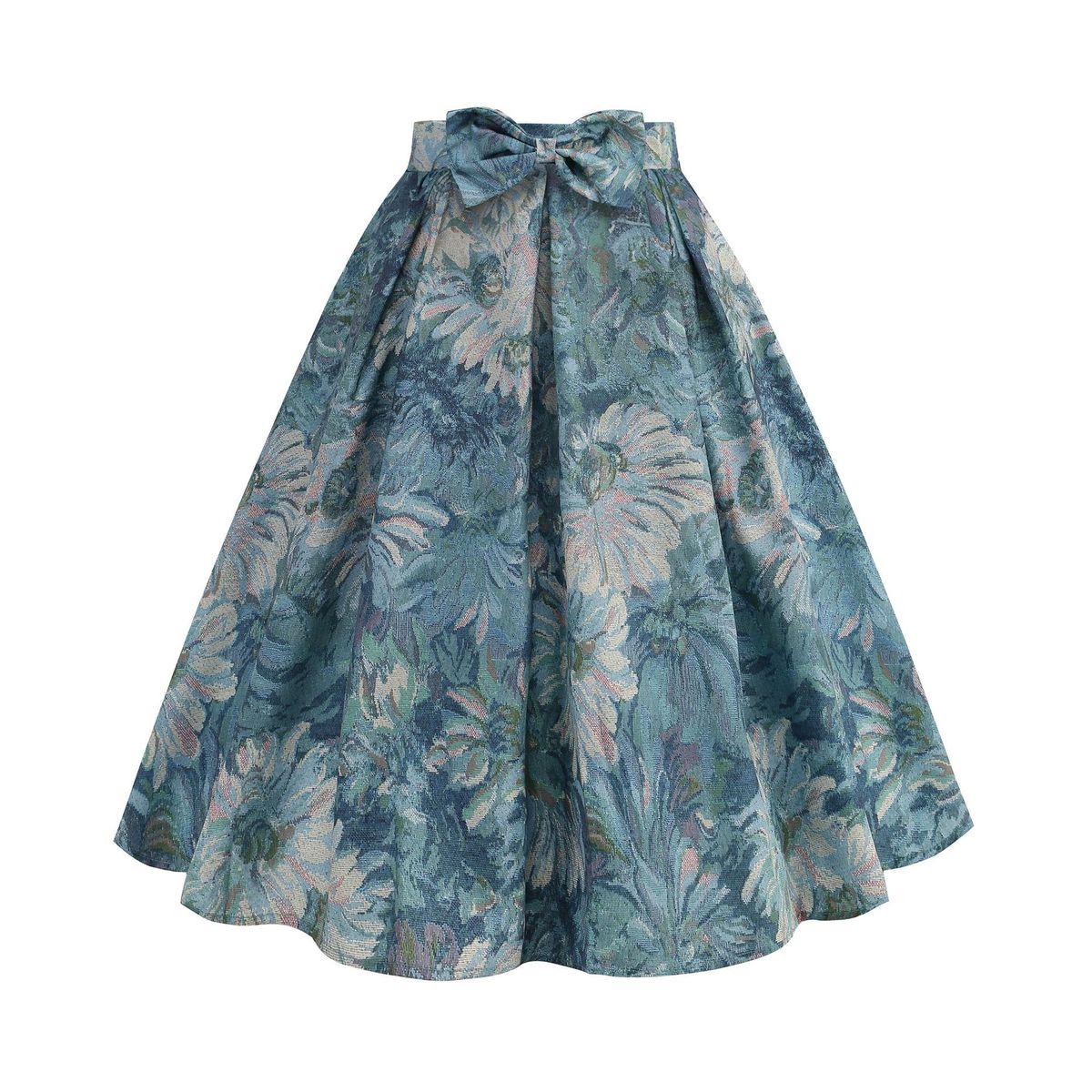 Falda plisada con lazo y estampado floral elegante para mujer