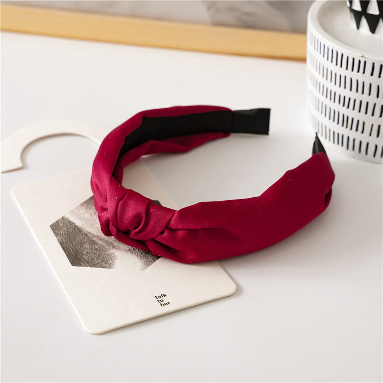 Bandeau à cheveux rétro en satin pour femme, accessoire de coiffure de couleur unie pour un look élégant
