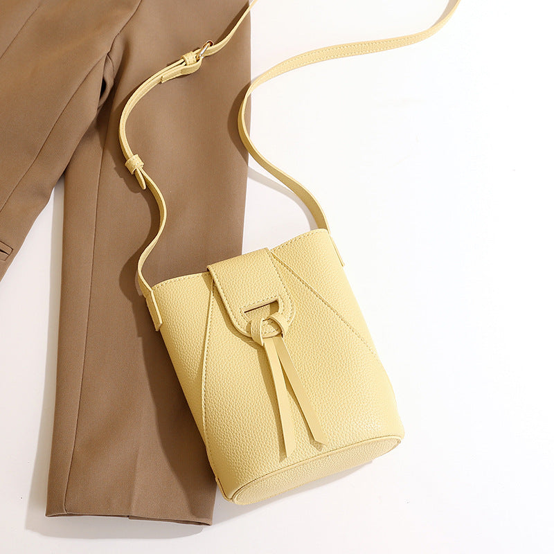 Women Soft Leather Solid Color Crossbody Phone Bag