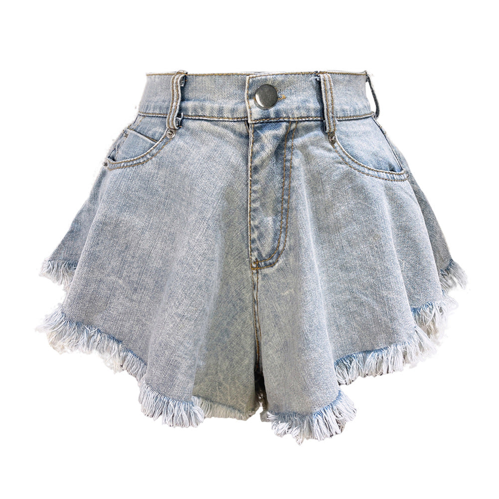 Women Fashion Sexy Ripped High Waist Loose Denim Shorts