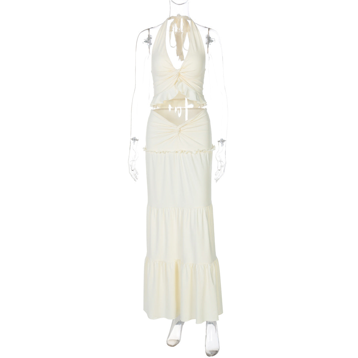 Ensemble haut court sexy à col licou et col en V pour femme