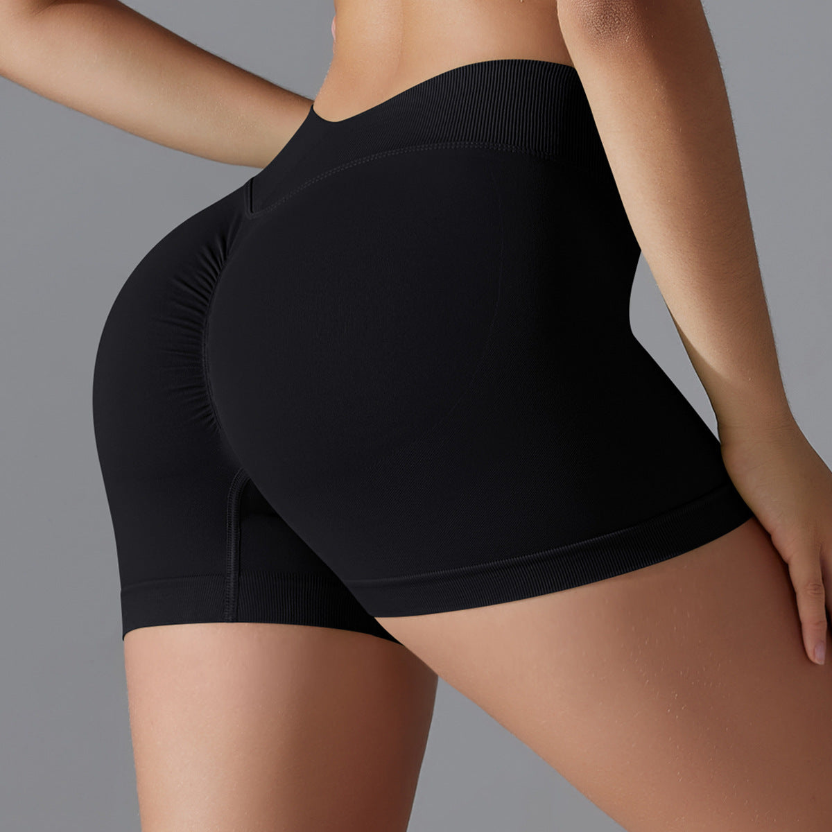 Pantalones cortos deportivos de yoga de color sólido sin costuras sexys para mujer