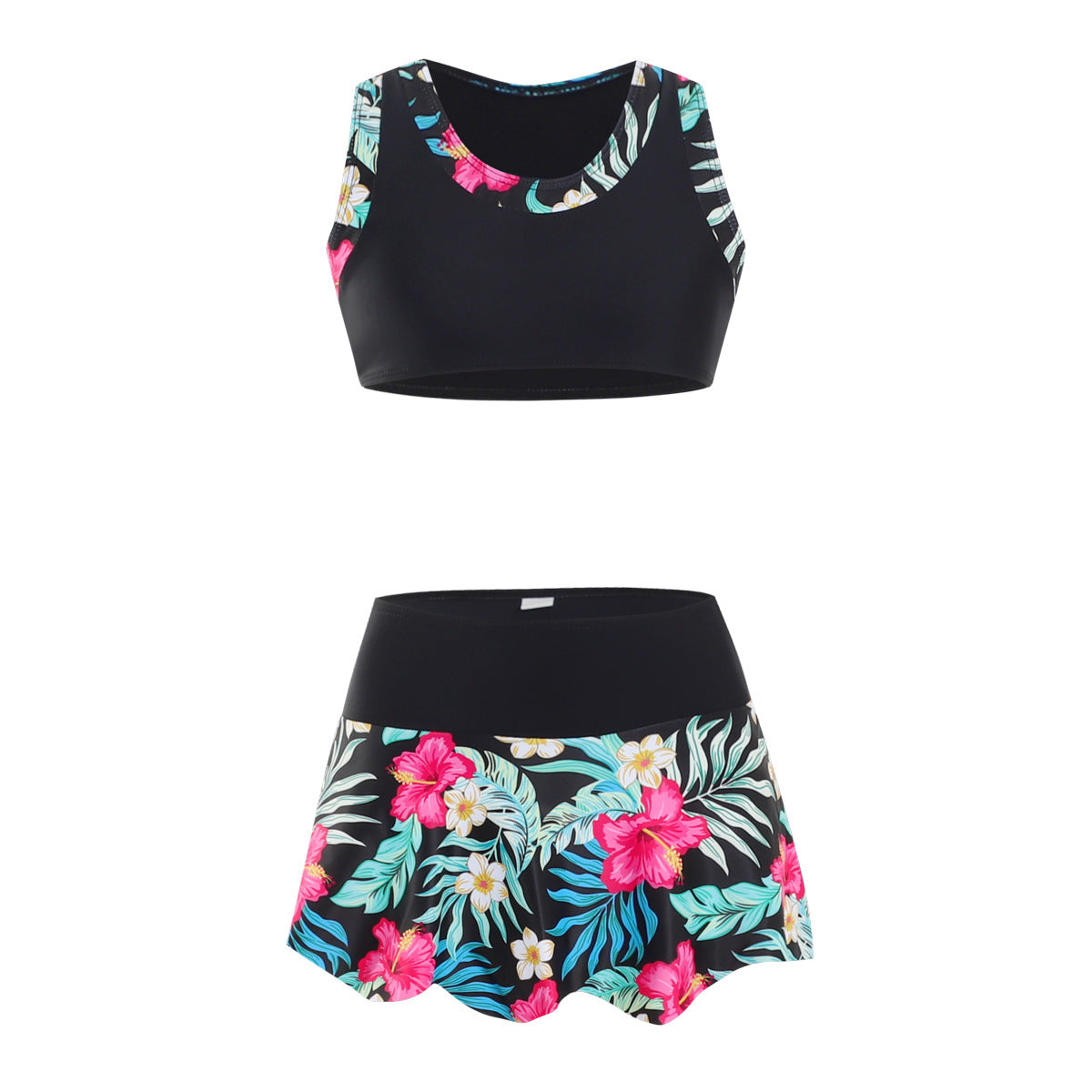 Faldas sin mangas con estampado floral bonito de moda para niña