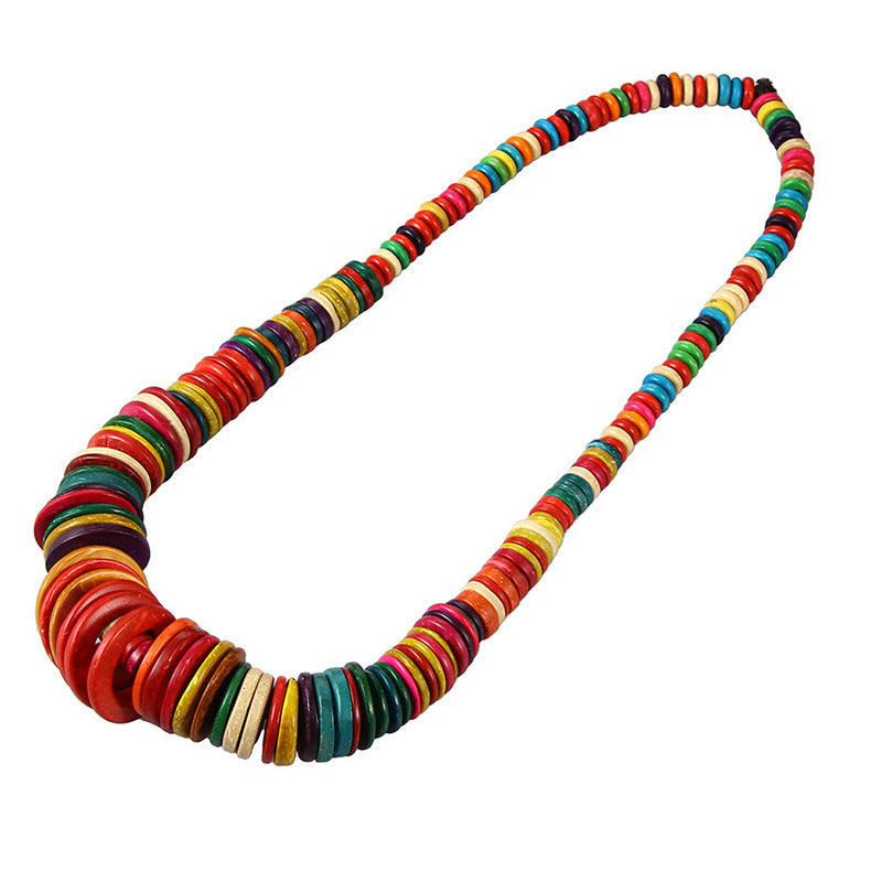 Collar unisex bohemio vintage geométrico de cuentas de concha de coco