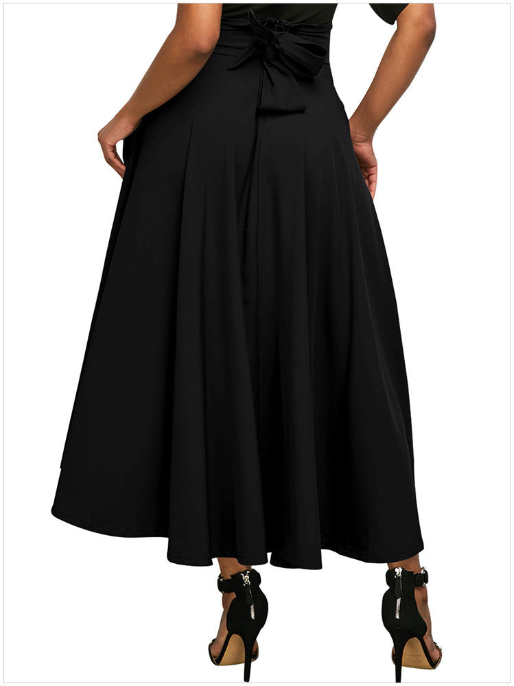 Women Fashion Casual Solid Color High Waist Skirt