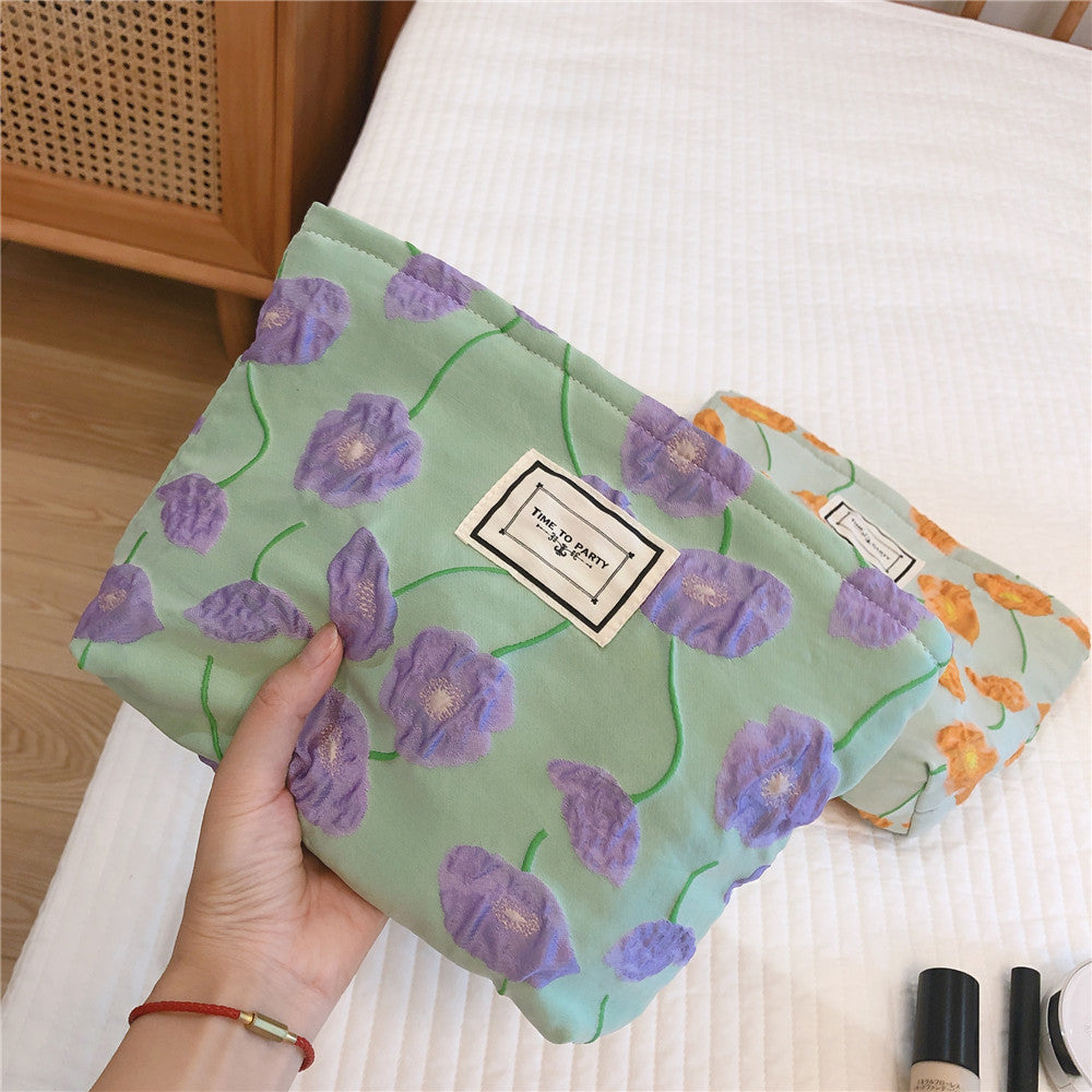 Fashion Flower Embossed Cosmetic Bag