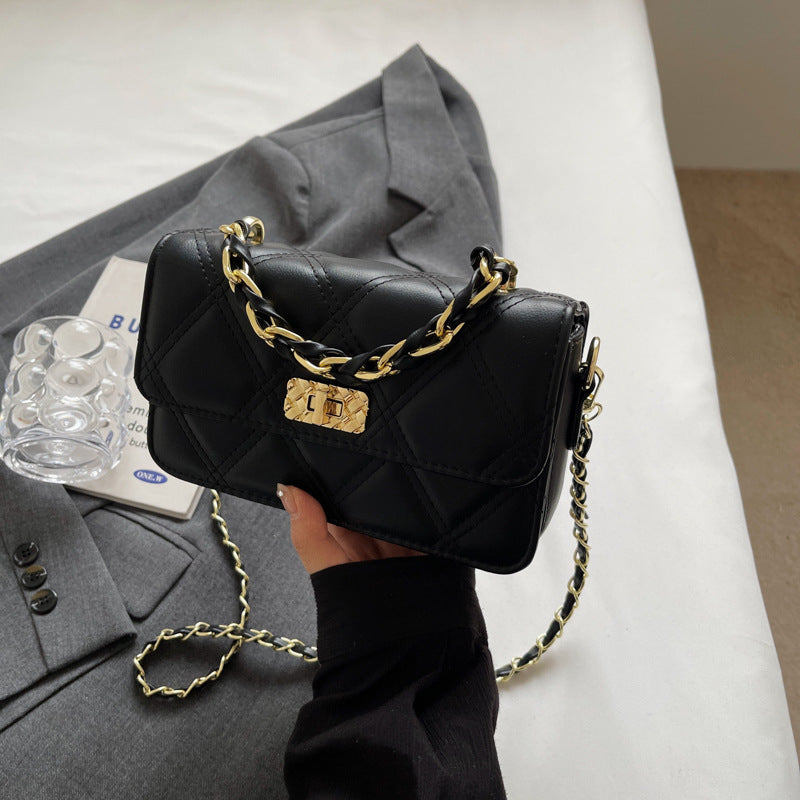 Diamond Lattice Chain Square Shoulder Bag Urban Style PU Material