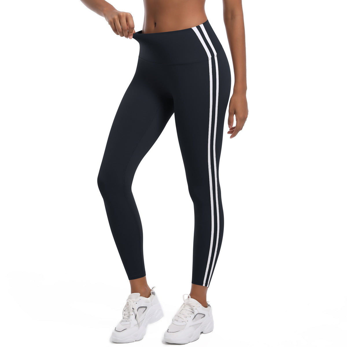 Leggings de sport taille haute à rayures pour femmes
