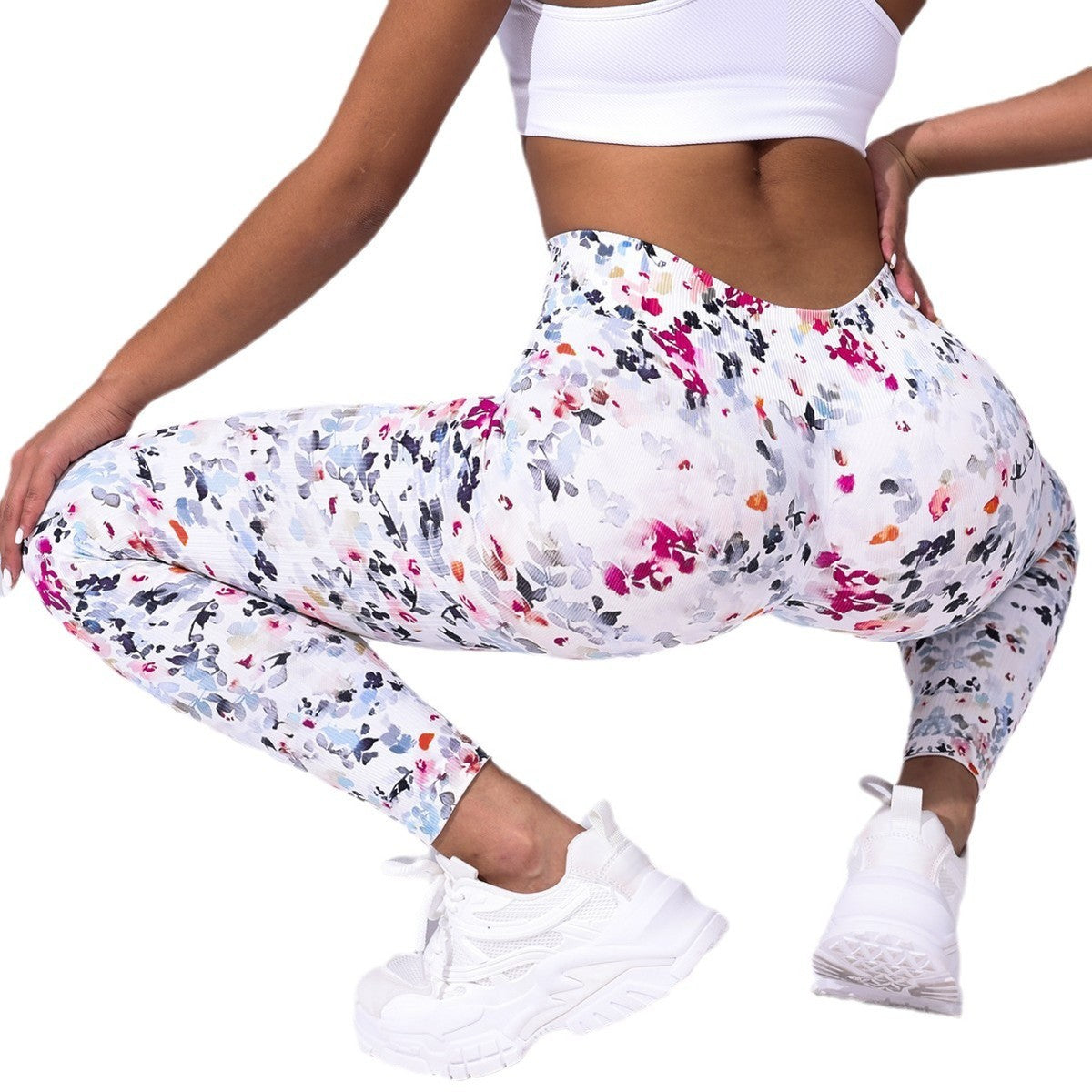 Leggings de sport taille haute à imprimé floral