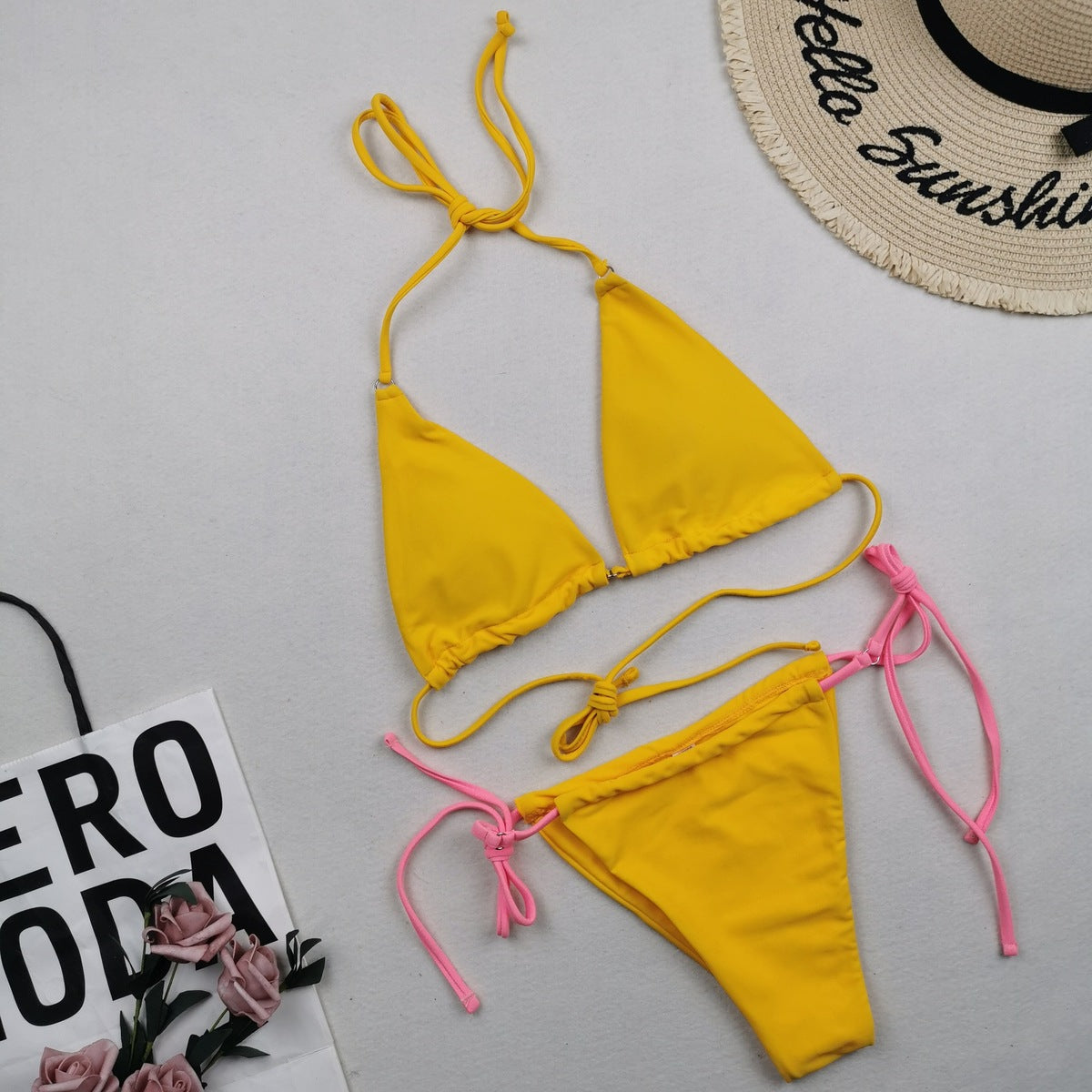 Women Sexy Lace-Up Print Bikini