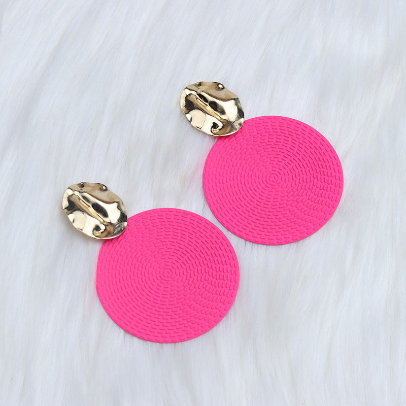 Bohemian Style Round Solid Color Exaggerated Earrings