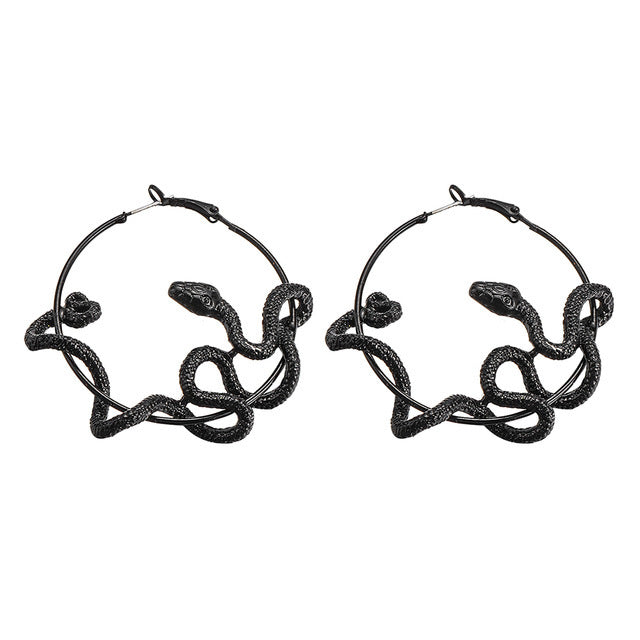 Halloween Women Exaggerated Snake Hoop Earrings