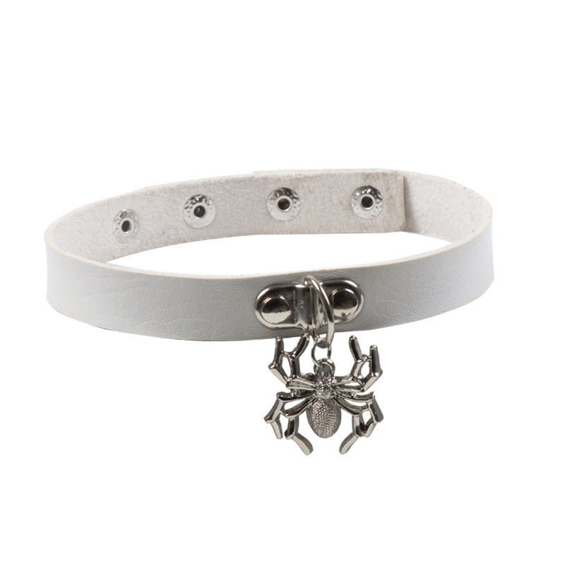 Gargantilla de cuero con colgante de araña punk de moda para Halloween para mujer