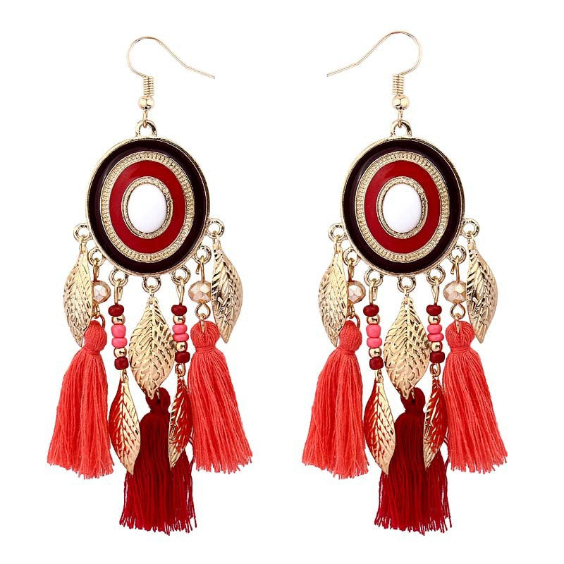 Pendientes con borlas retro de estilo étnico bohemio