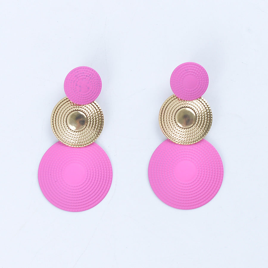 Women Fashion Solid Color Three Layer Mosquito Plate Earrings