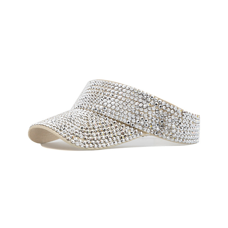 Sombrero de verano para exteriores con protección solar y diamantes de imitación
