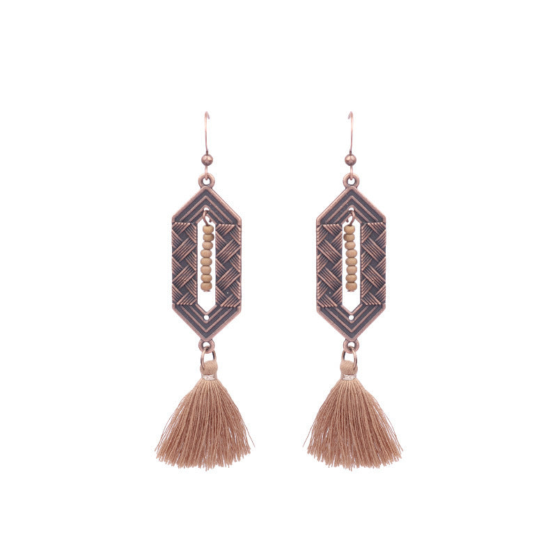 Boucles d'oreilles à pompons rétro de style ethnique bohème