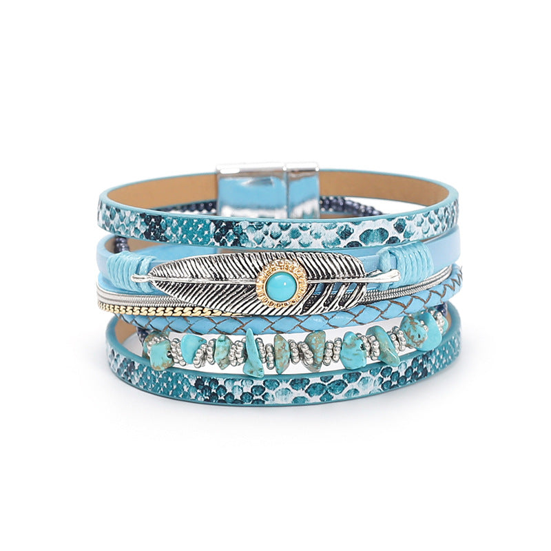 Pulsera con hebilla magnética de turquesa bohemia