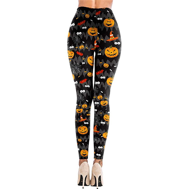 Leggings imprimés citrouilles d'Halloween pour femmes