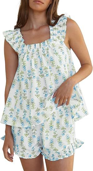 Women Floral Breathable Sleeveless Pajama Set